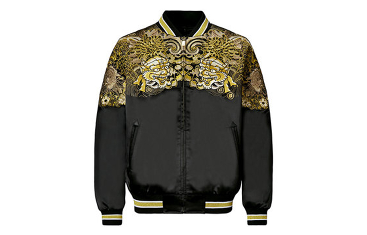 EVISU  Black Jacket with Gold Embroidered Oni Head Design 1EAADM9JK194XX 圖 2