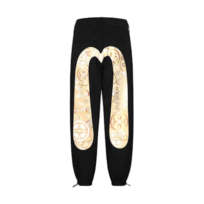 EVISU Black Jeans with Big M Print and Seagull Embroidery Design. 2ESHTM4PO7043LFCT