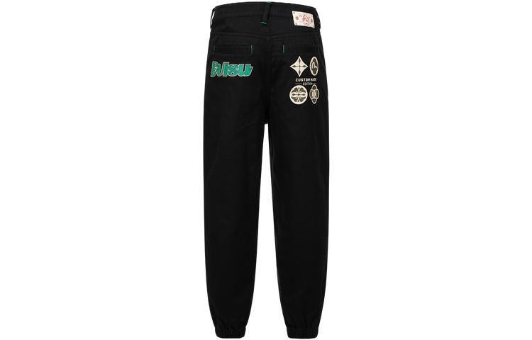EVISU  Black Jogger Pants with Floral & Logo Print Trendy Design. 2ESHTM4PO1026FFCT