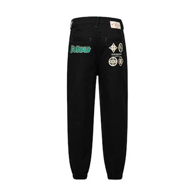 EVISU Black Jogger Pants with Floral & Logo Print Trendy Design. 2ESHTM4PO1026FFCT