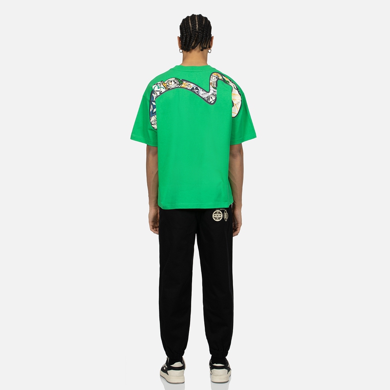 Details for EVISU 黑色花卉與標誌印花運動長褲 時尚設計。 2ESHTM4PO1026FFCT