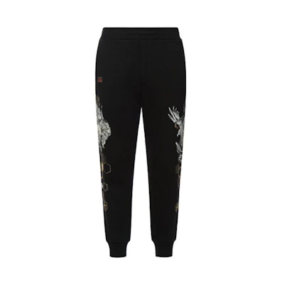 EVISU Black Joggers with Eagle & Kamon Pattern Print. 2EAHTM0SP482XX