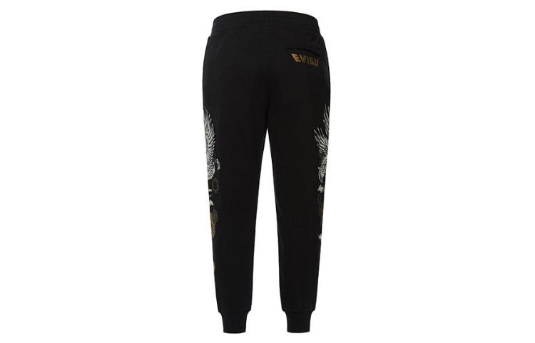 Lookbook EVISU Joggers Negros con Estampado de Águila y Patrón Kamon. 2EAHTM0SP482XX
