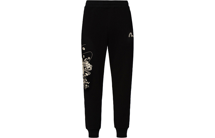 EVISU  Black Joggers with Fishing Monk Buddha Print. 2EAHTM2SP352XXCT 圖 2