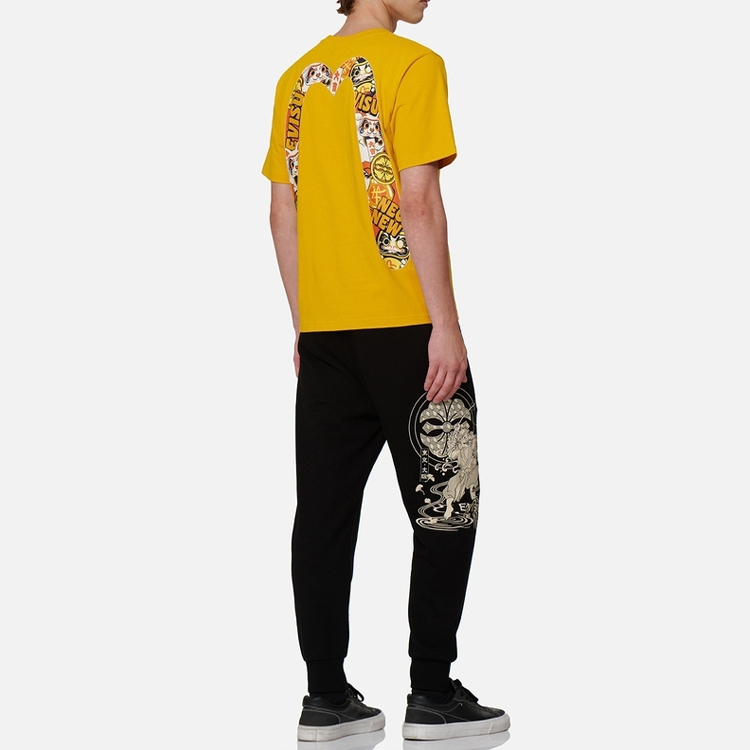 EVISU  Black Joggers with Fishing Monk Buddha Print. 2EAHTM2SP352XXCT 圖 7