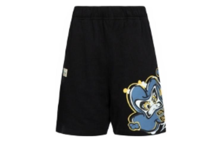 EVISU  Black Loose Fit Daruma Logo Print Breathable Sports Shorts 2ESHTM3ST316FFCT