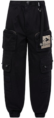 EVISU 黑色寬鬆版多口袋工裝褲 山形家徽設計 2EAGNM3PO5130XXCT Order EVISU 黑色寬鬆版多口袋工裝褲 山形家徽設計 2EAGNM3PO5130XXCT