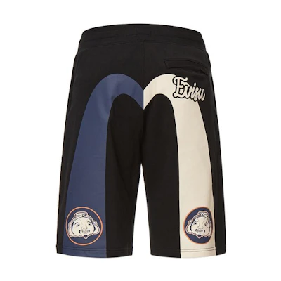 EVISU Black Mid-Waist Athletic Shorts with Colorblock M Logo. 2ESHTM2ST332XXCT