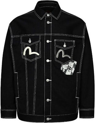 EVISU ブラック マルチポケット ルーズフィット デニム シャツジャケット 2EAHTM3SJ1026LFDN Buy EVISU ブラック マルチポケット ルーズフィット デニム シャツジャケット 2EAHTM3SJ1026LFDN