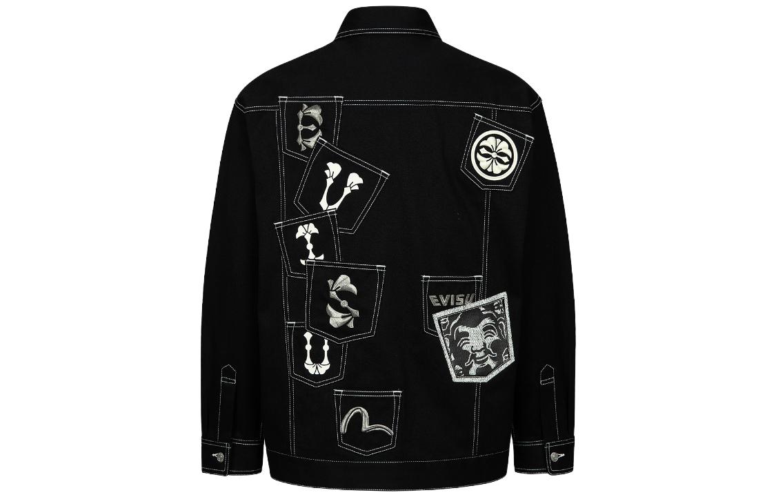 Lookbook EVISU ブラック マルチポケット ルーズフィット デニム シャツジャケット 2EAHTM3SJ1026LFDN