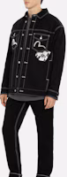 Shop EVISU 黑色多口袋寬鬆牛仔襯衫外套 2EAHTM3SJ1026LFDN