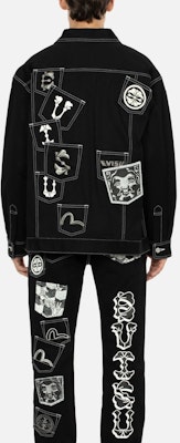 EVISU ブラック マルチポケット ルーズフィット デニム シャツジャケット 2EAHTM3SJ1026LFDN Sizing EVISU ブラック マルチポケット ルーズフィット デニム シャツジャケット 2EAHTM3SJ1026LFDN