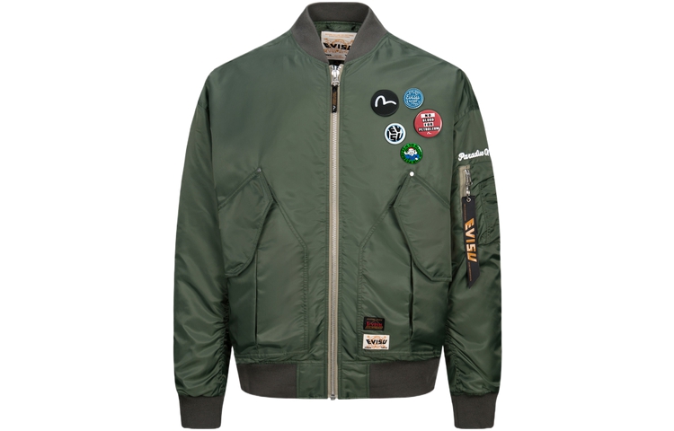 Details for 에비수 블랙 패딩 MA-1 봄버 자켓 로고 패치 & 갈매기 자수 2EAHTM3JK8001LFNQ