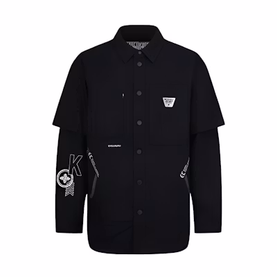 EVISU Black Seagull Print Logo Fluorescent Splatter Jacket. 2EAGNM1SJ151LFDN