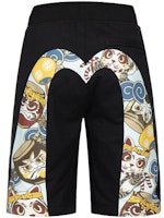 EVISU Black Shorts with Large Drum Daruma Print 2ESHTM3ST318XXCT EVISU Black Shorts with Large Drum Daruma Print 2ESHTM3ST318XXCT