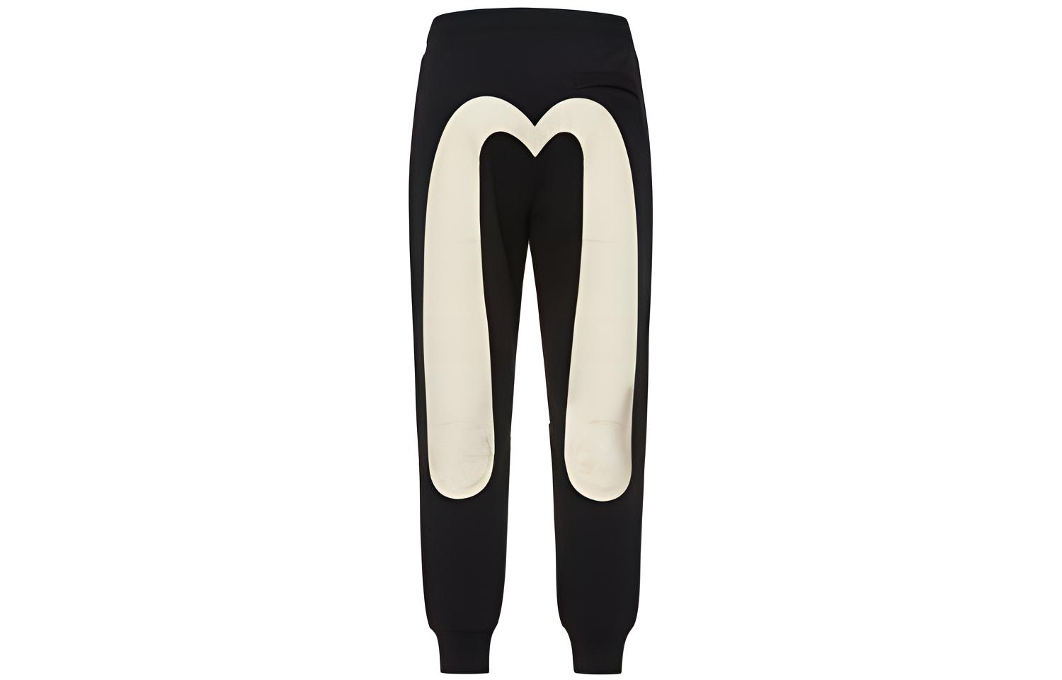 EVISU  Black Straight-Leg Knit Joggers with Large M Print. 2ESHTM2SP386XX