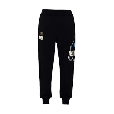 EVISU Black Sweatpants Mid-Rise Side Stripe Buddha Print. 2EAHTM2SP351XXCT