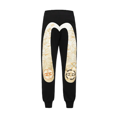 EVISU Black Sweatpants with Large M Print Casual Trousers. 2ESHTM4SP1054XXCT