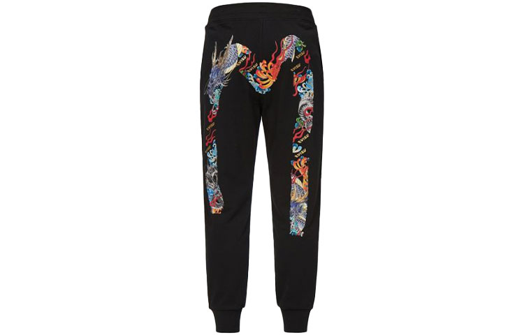 Order EVISU 黑色運動褲帶有海神刺繡與大M標誌。 2EAHTM1SP312XXCT