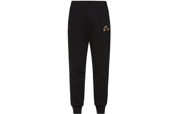 Lookbook EVISU 黑色運動褲帶有海神刺繡與大M標誌。 2EAHTM1SP312XXCT