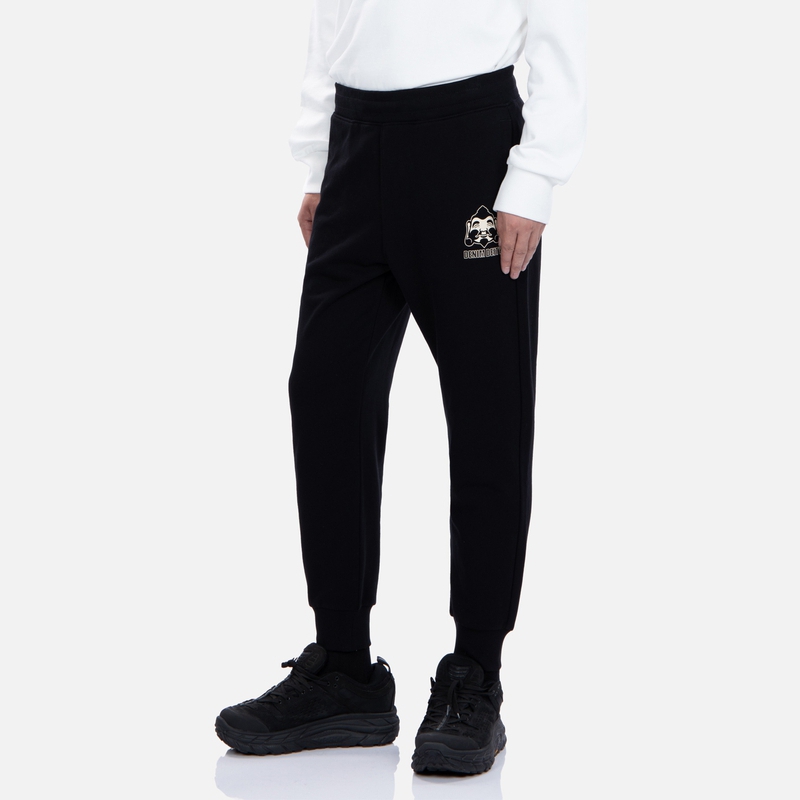 Shop EVISU 黑色運動褲 海鷗口袋印花設計 2EAEPM2SP331XXCT