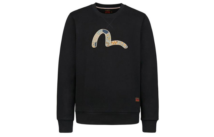 Order EVISU 黑色日式錦緞海鷗刺繡長袖衛衣 2EAHTM0SW321XX