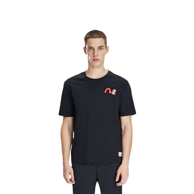 Shop EVISU Camiseta Negra con Daikokuten, Gran M y Estampado de Cabeza de Buda. 2ESHTM1TS620XX