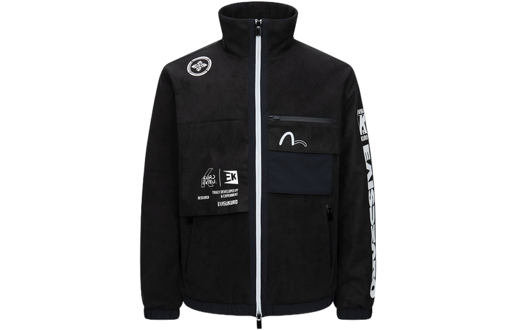 Order EVISU  Black Zip-Up Jacket with Multi-Pattern Plush Regular Fit 2EAGNM3JK5012XXPQ