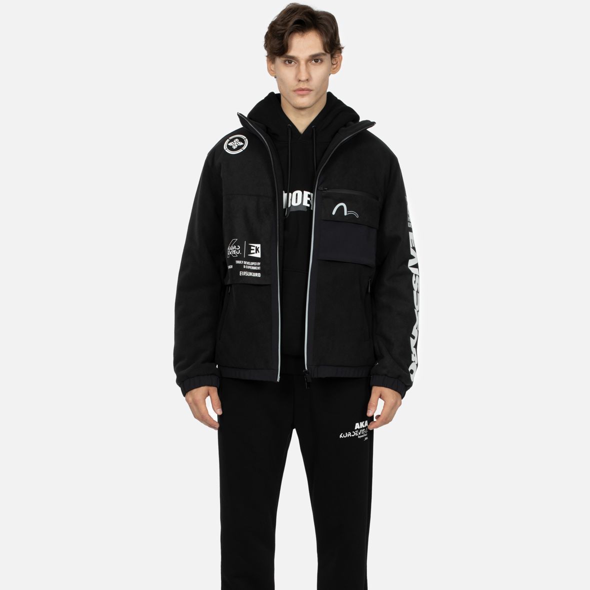 Details for EVISU  Black Zip-Up Jacket with Multi-Pattern Plush Regular Fit 2EAGNM3JK5012XXPQ