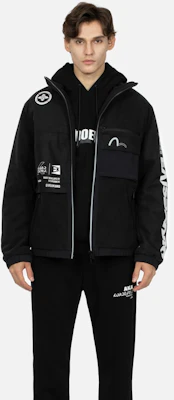 EVISU Black Zip-Up Jacket with Multi-Pattern Plush Regular Fit 2EAGNM3JK5012XXPQ Details for EVISU Black Zip-Up Jacket with Multi-Pattern Plush Regular Fit 2EAGNM3JK5012XXPQ