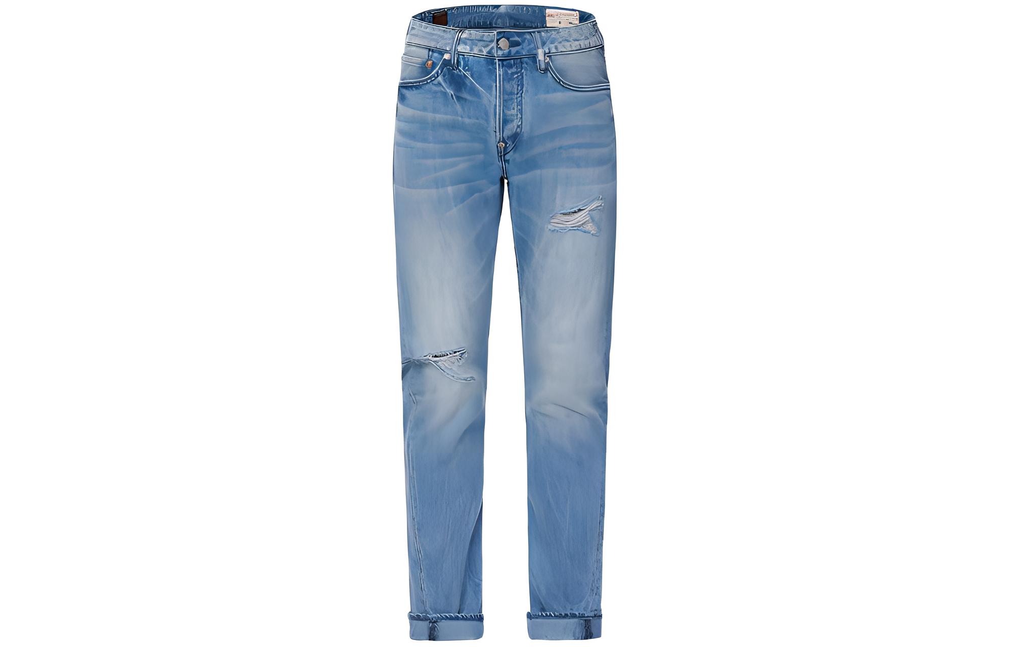 EVISU  Blue 3D Jeans with Cloud Pattern and Seagull Embroidery. 2ESHTM1JE1163D