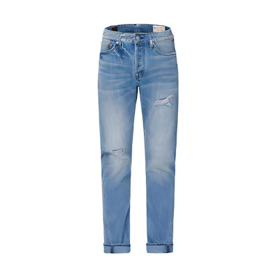 EVISU Blue 3D Jeans with Cloud Pattern and Seagull Embroidery. 2ESHTM1JE1163D