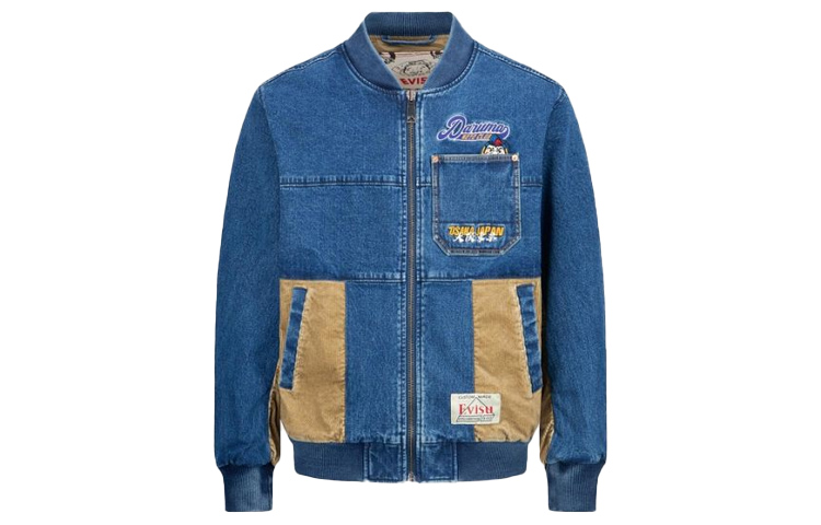 EVISU  Blue Embroidered Logo Patch Baseball Jacket 2EAHTM1DJ715XXCD 圖 2