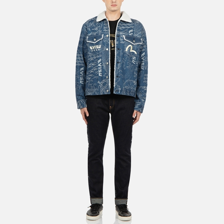 EVISU  Blue Slim Straight Jeans with Carp Jacquard Logo. 2EAHTM2JE11117CT 圖 4