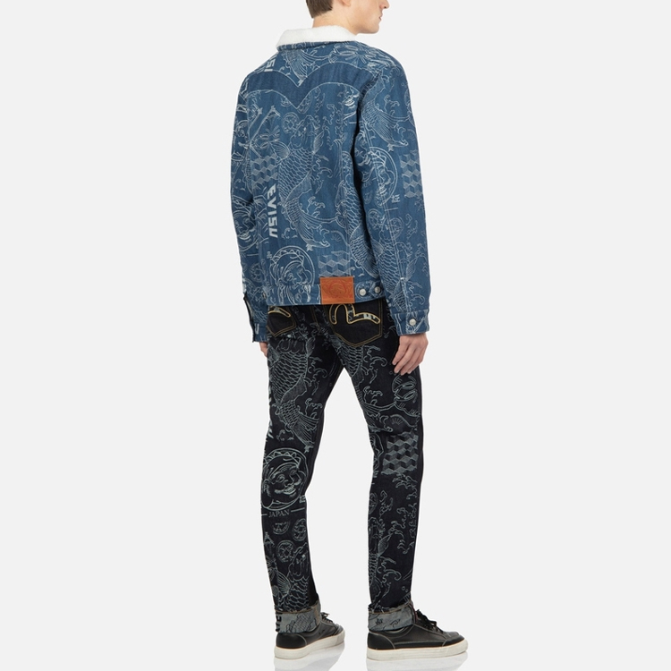 EVISU  Blue Slim Straight Jeans with Carp Jacquard Logo. 2EAHTM2JE11117CT 圖 5
