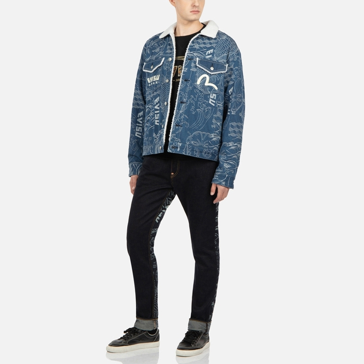 EVISU  Blue Slim Straight Jeans with Carp Jacquard Logo. 2EAHTM2JE11117CT 圖 6