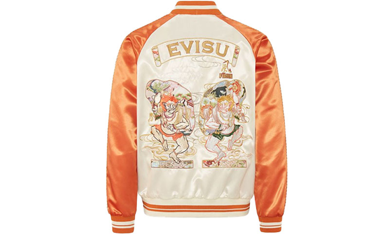 EVISU  Brick Color Embroidered Logo Varsity Jacket with Colorblock Design. 2ESHTM1JK704XX 圖 3