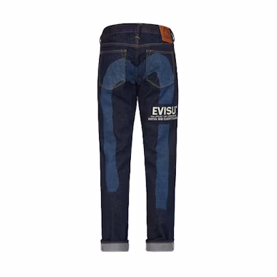 EVISU Brushstroke M Laser Print Denim Jeans - Denim Blue 2EAHTM1JE99217CT