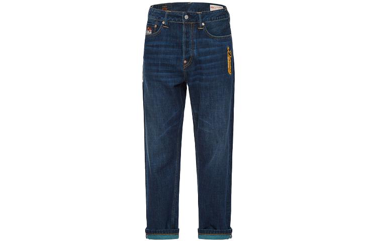 EVISU  Buddha Daruma Straight-Leg Jeans in Denim Blue. 2EAHTM1JE115STCT