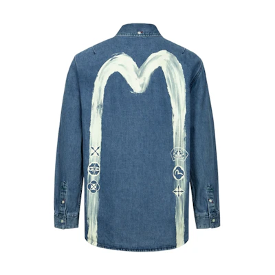 EVISU Button-Up Shirt with Big M and Floral Print. 2ESHTM4DL1015RXDN