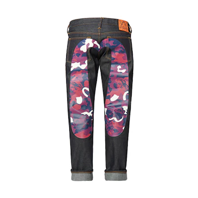 EVISU Camouflage Big M Print Denim Jeans in Blue 1EAHTM9JE91208