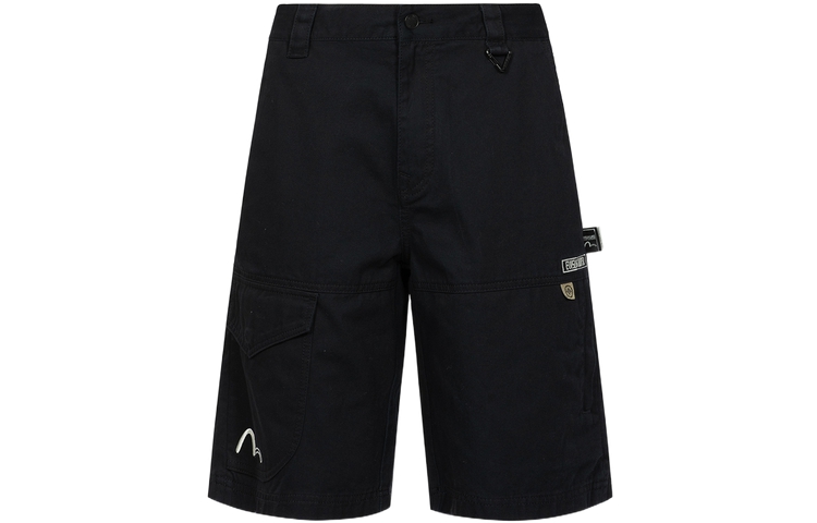 EVISU  Cargo Shorts with Logo Patch in Black. 2ESGNM3SH240RXCT
