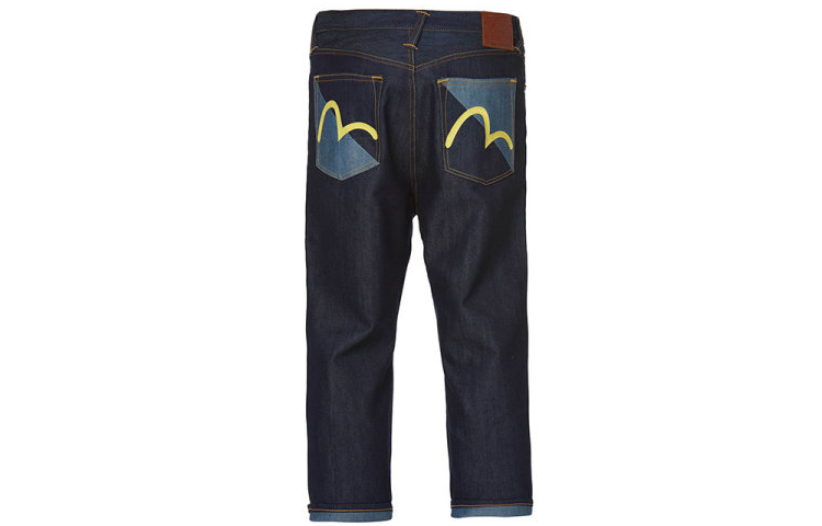 EVISU  Contrast Seagull Print Cropped Straight Denim Jeans Blue 1ESHTM9JE11627