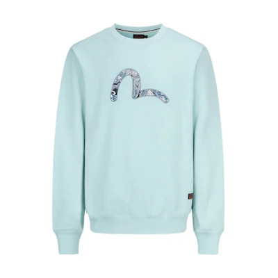 EVISU Crewneck Pullover Sweatshirt with Embroidered Seagull Patch 2EAHTM1SW303LFCT