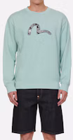 Shop EVISU Crewneck Pullover Sweatshirt with Embroidered Seagull Patch 2EAHTM1SW303LFCT