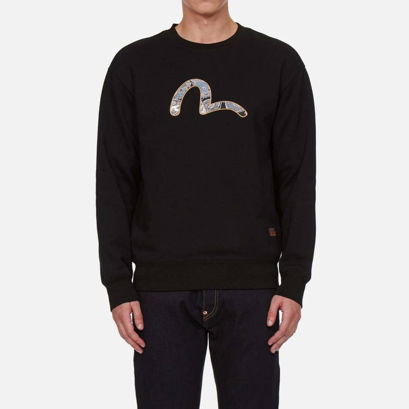 Cheap EVISU 刺繡海鷗標誌圓領長袖休閒上衣 2EAHTM1SW303LFCT