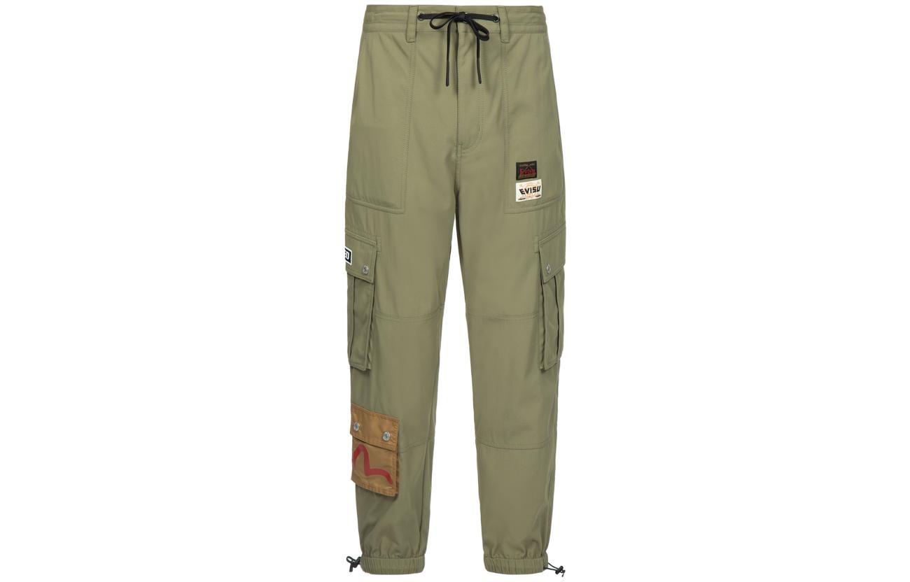 Order EVISU 深軍綠色佛頭刺繡標誌工裝慢跑褲 2ESHTM3JO208LFNX
