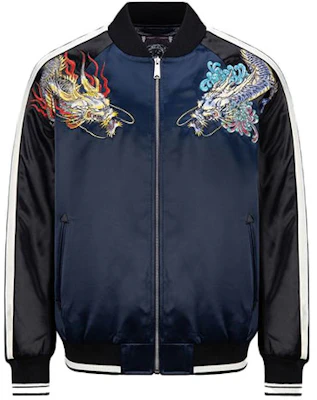 EVISU 深蓝色龙刺绣缎面和服飞行夹克 2EAHTM1JK740XXPQ Order EVISU 深蓝色龙刺绣缎面和服飞行夹克 2EAHTM1JK740XXPQ