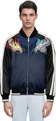 EVISU 深蓝色龙刺绣缎面和服飞行夹克 2EAHTM1JK740XXPQ Shop EVISU 深蓝色龙刺绣缎面和服飞行夹克 2EAHTM1JK740XXPQ