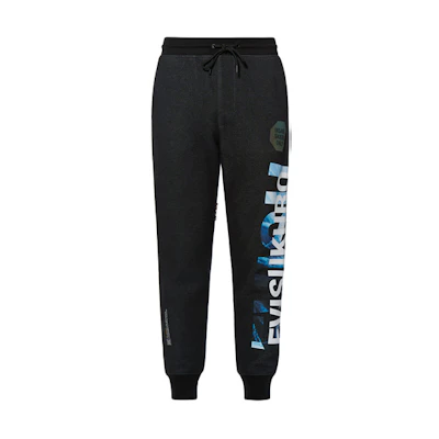 EVISU Dark Grey Sweatpants with Ice Layer Logo and Holographic Print 2EAGNM0SP430XX